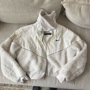 Nike crop teddy fleece bomber